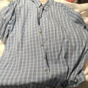 Authentic Wrangler Blue plaid Mens Button Up Shirt Short Sleeve 3xl